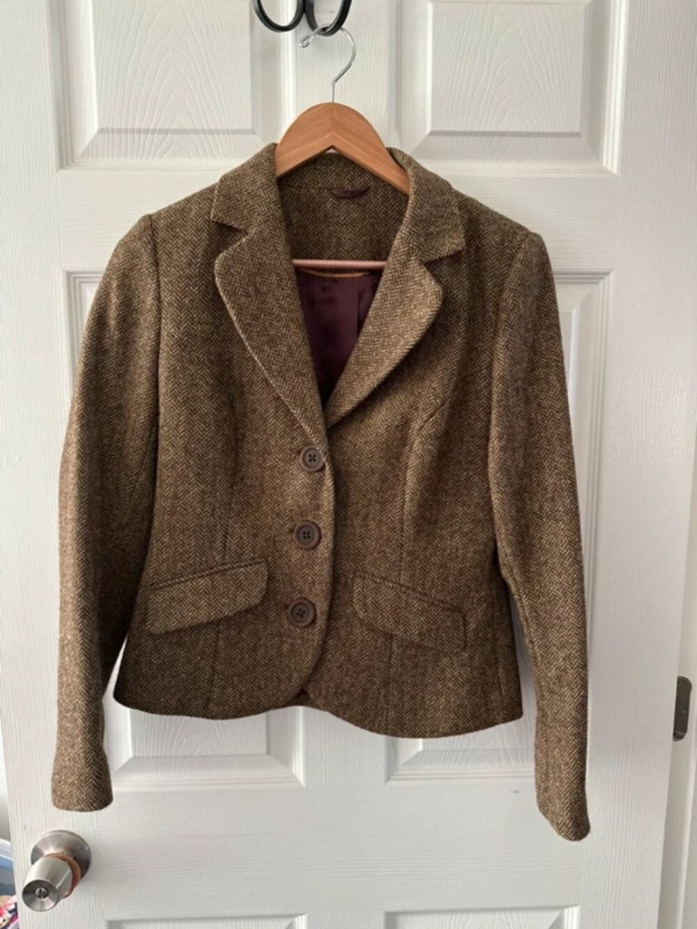 Boden Brown Herringbone Wool Blazer Size 12